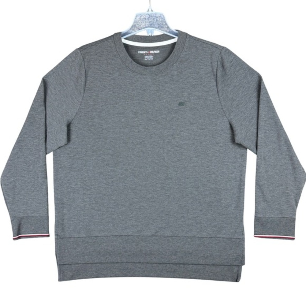 Tommy Hilfiger Sport Men's XL Pullover Sweater Gray Crew Neck Casual Preppy Golf